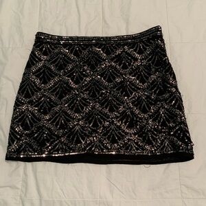Forever 21 Black and Silver Sequin Mini Skirt